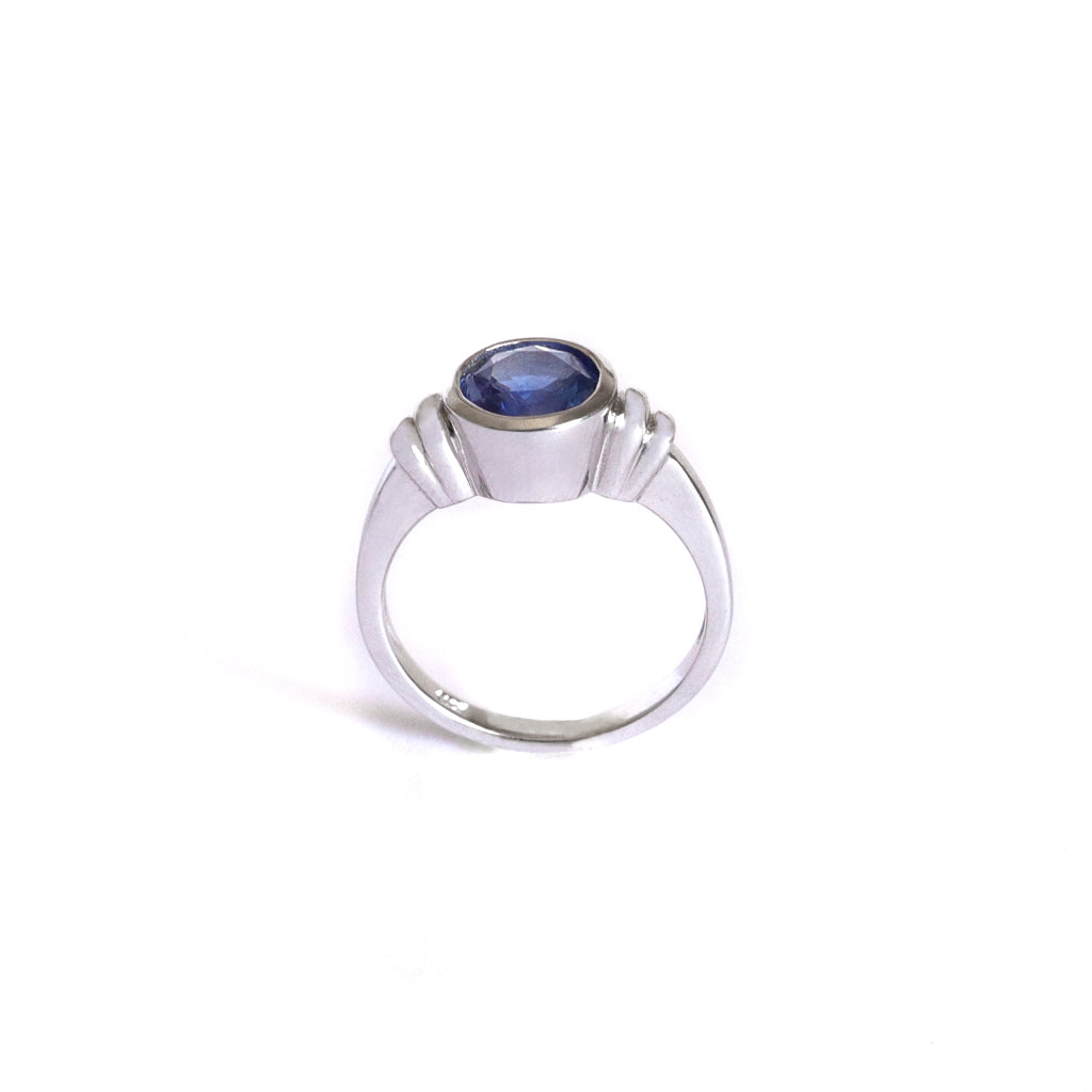 Gorgeous Bezel Set Cornflower Blue Sapphire White Gold Ring