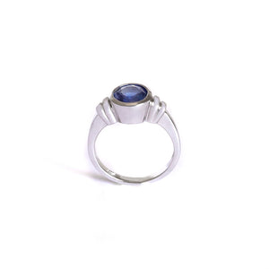 Gorgeous Bezel Set Cornflower Blue Sapphire White Gold Ring