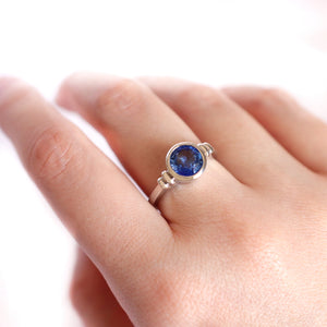 Gorgeous Bezel Set Cornflower Blue Sapphire White Gold Ring