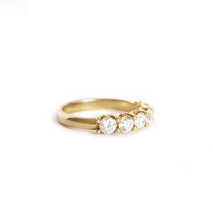 Gorgeous Six White Diamond Yellow Gold Ring