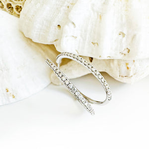 Gorgeous Statement Half Eternity White Diamond White Gold Hoops