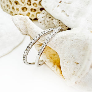 Gorgeous Statement Half Eternity White Diamond White Gold Hoops