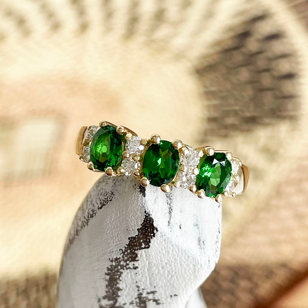 Tsavorite and diamond ring