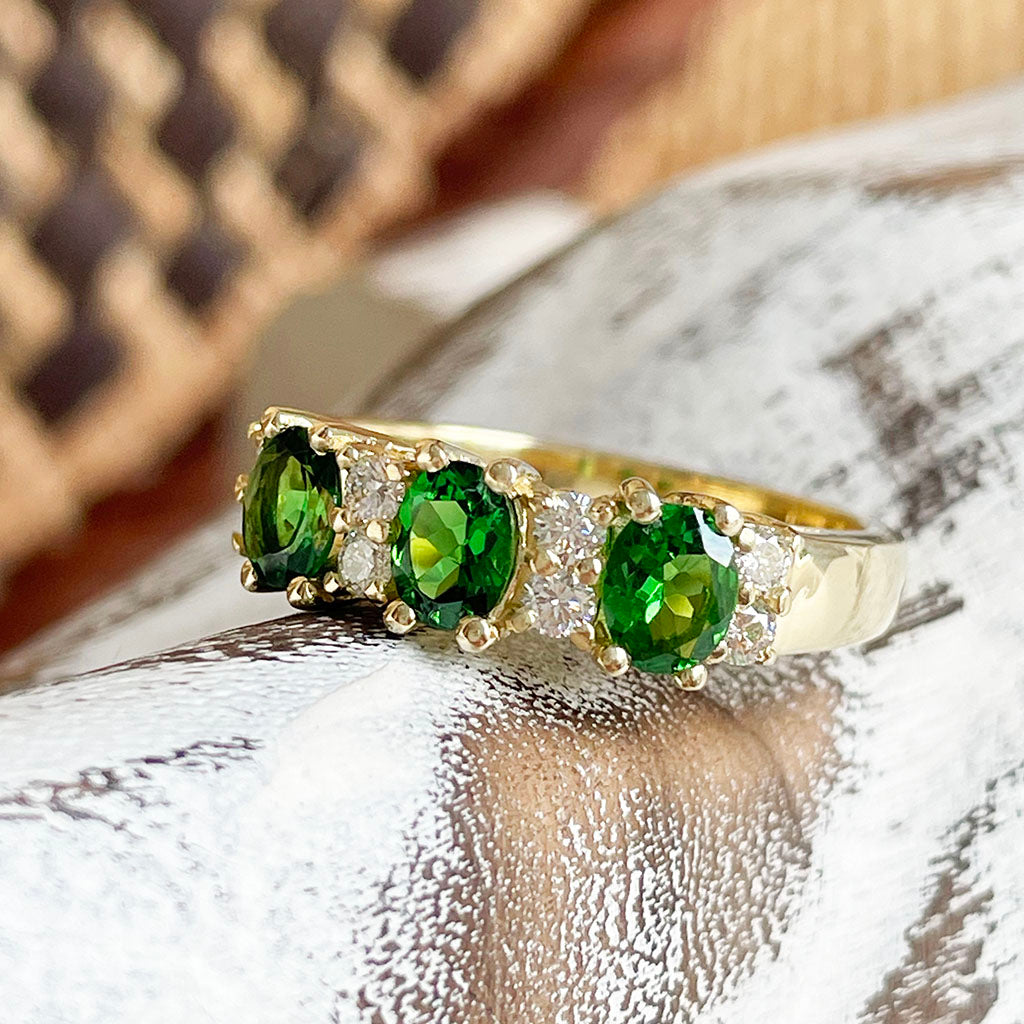 Tsavorite and diamond ring