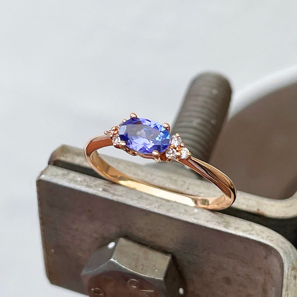 Tanzanite and Diamond Rose Gold Ring