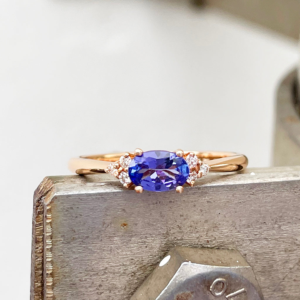 Tanzanite and Diamond Rose Gold Ring