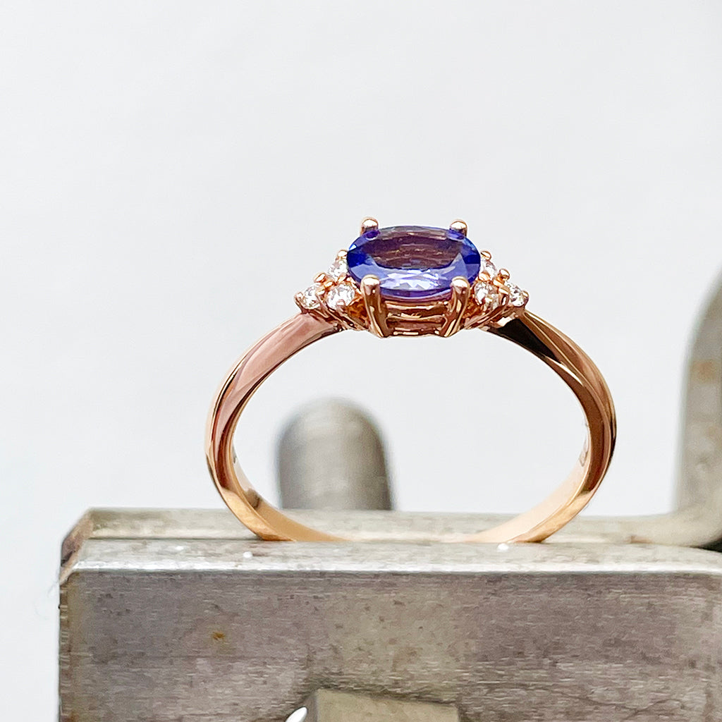 Tanzanite and Diamond Rose Gold Ring