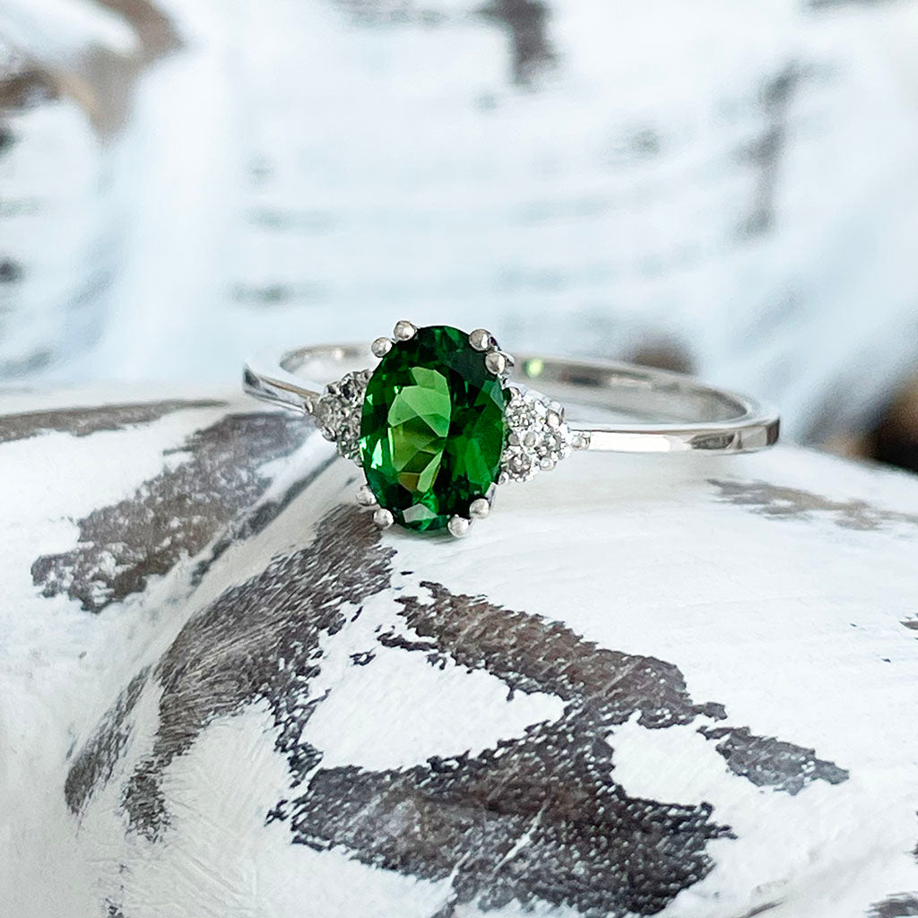 Tsavorite and diamond ring