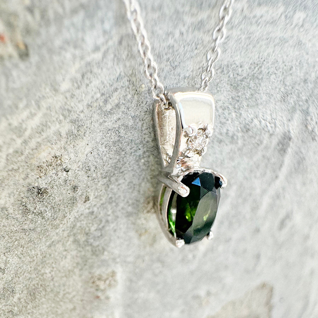 Green tourmaline and Diamond Pendant