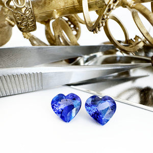 Tanzanite - blue/VIOLET Heart Cut Pair - 2.38ct