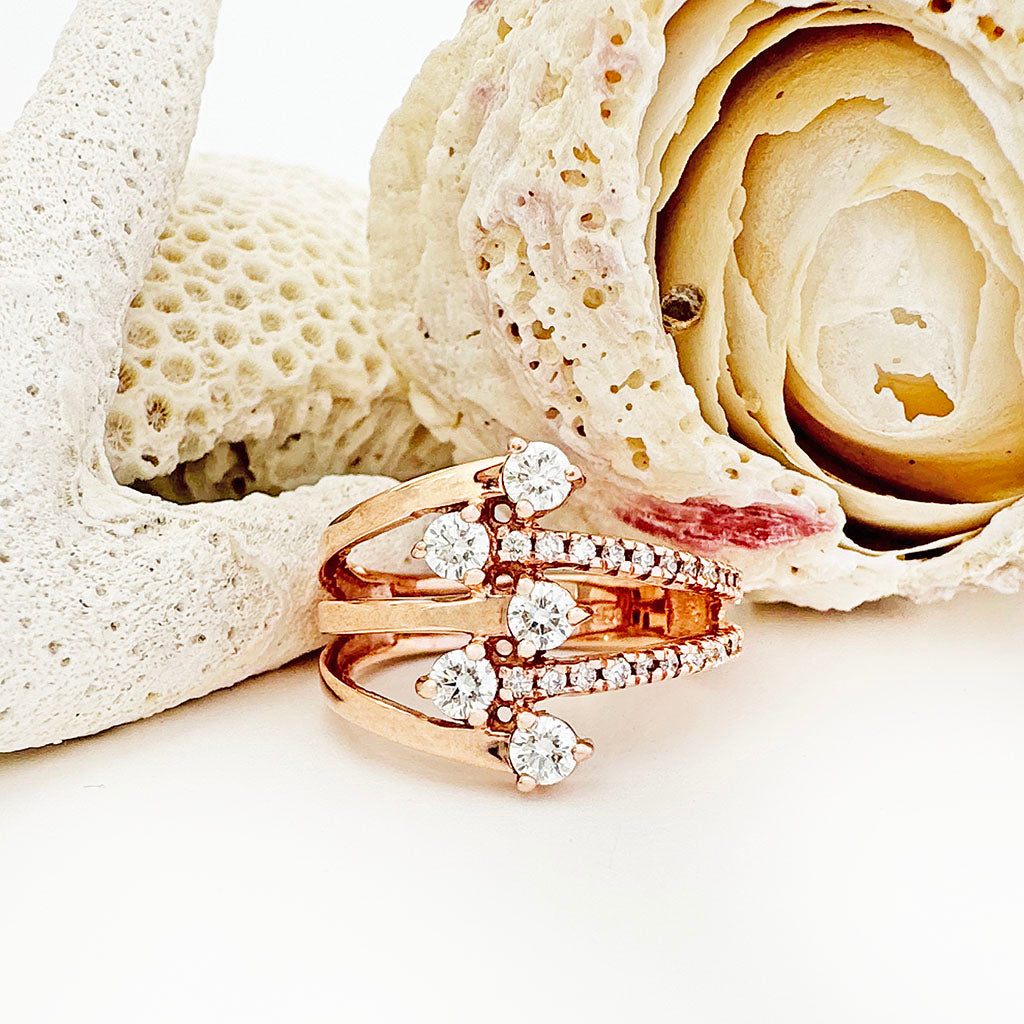 Multiband All Diamond Rose Gold Ring