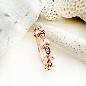 Diamond Leaf Rose Gold Ring