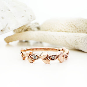 Diamond Leaf Rose Gold Ring