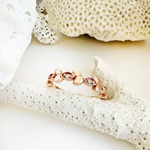 Diamond Leaf Rose Gold Ring