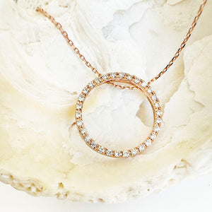 Elegance Defined White Diamond in Rose Gold Halo Pendant