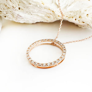 Elegance Defined White Diamond in Rose Gold Halo Pendant