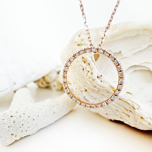 Elegance Defined White Diamond in Rose Gold Halo Pendant