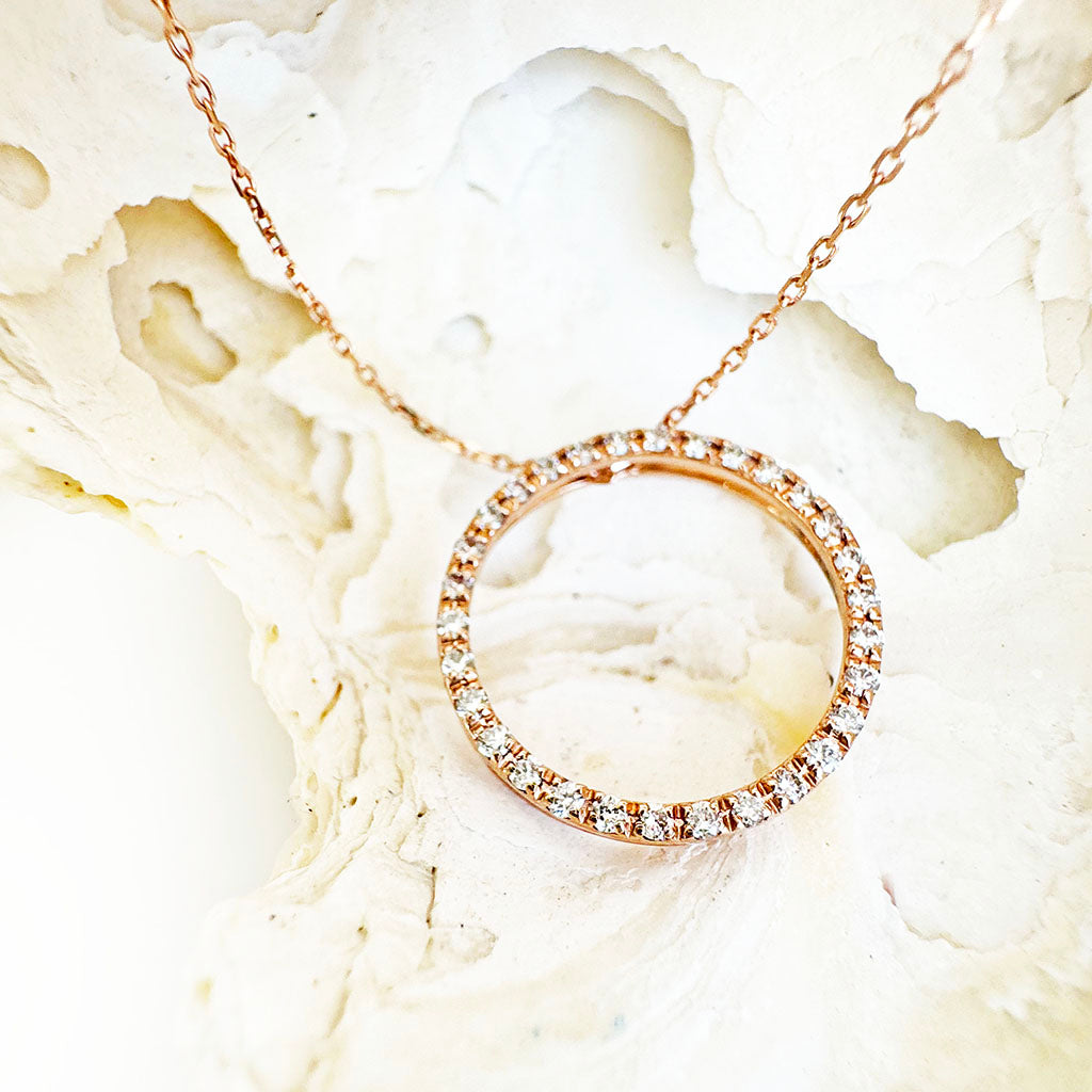 Elegance Defined White Diamond in Rose Gold Halo Pendant