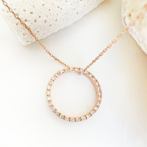 Elegance Defined White Diamond in Rose Gold Halo Pendant