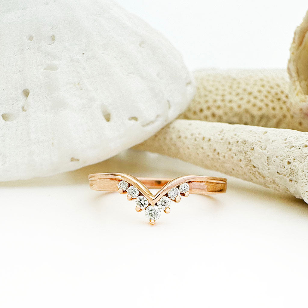 Seven Diamond Crown Rose Gold Ring