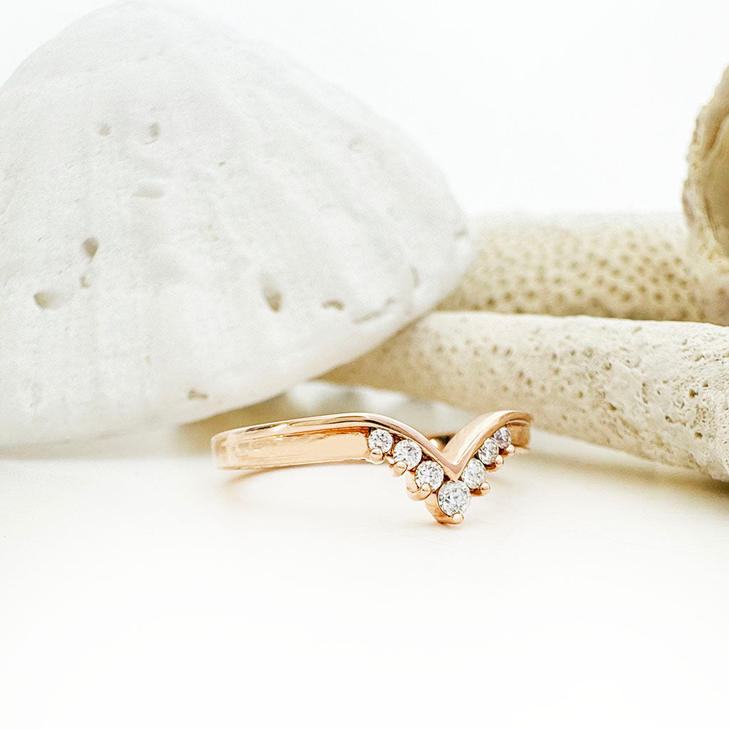 Seven Diamond Crown Rose Gold Ring