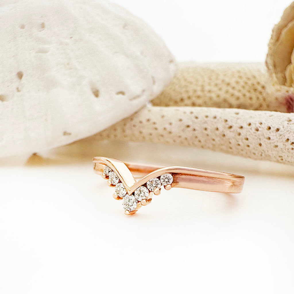 Seven Diamond Crown Rose Gold Ring