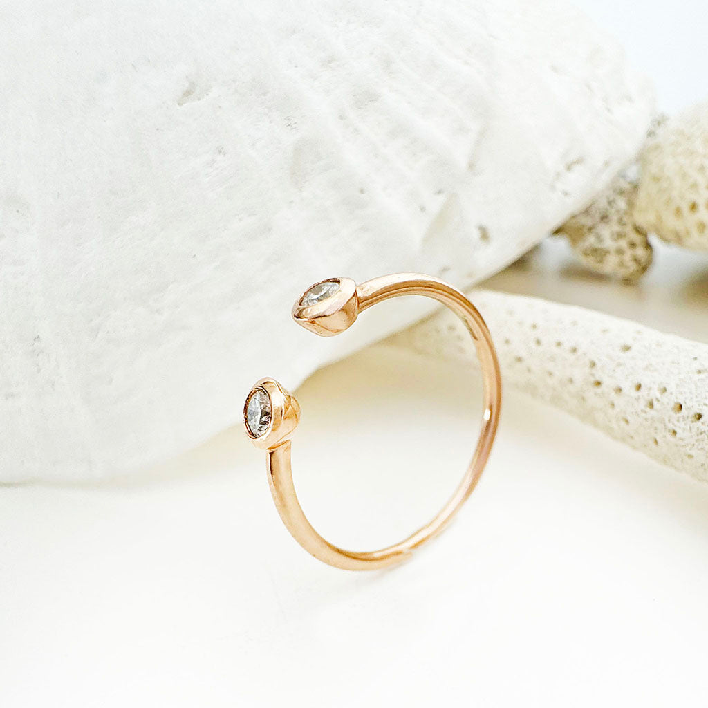 Open Rose Gold Double Bezel 2,5mm Diamond Stacking Ring