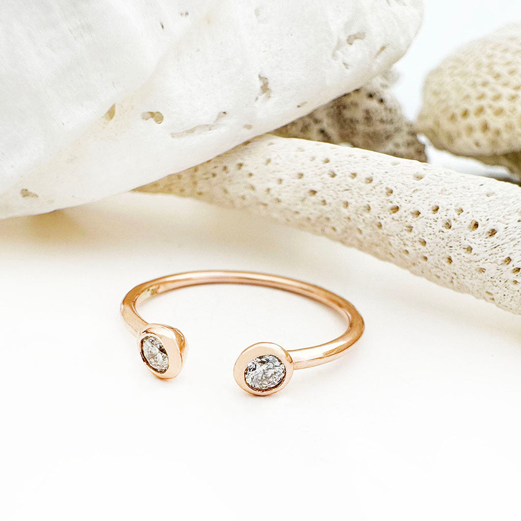 Open Rose Gold Double Bezel 2,5mm Diamond Stacking Ring