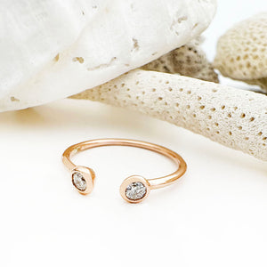 Open Rose Gold Double Bezel 2,5mm Diamond Stacking Ring