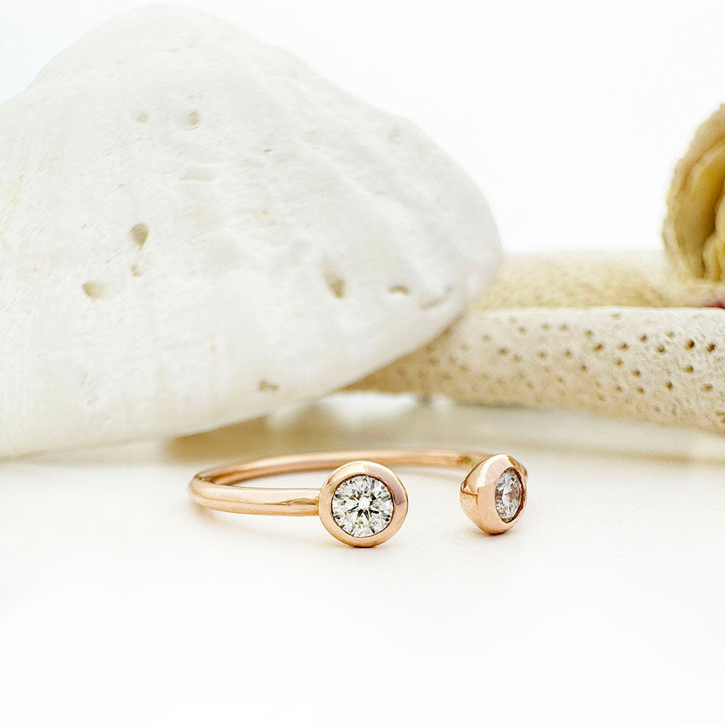 Open Rose Gold Double Bezel 2,5mm Diamond Stacking Ring