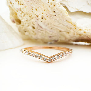 Gently Curved Diamond Rose Gold Crown Ring