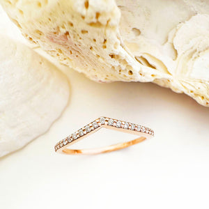 Gently Curved Diamond Rose Gold Crown Ring