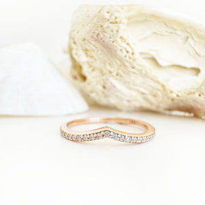 Gently Curved Diamond Rose Gold Crown Ring