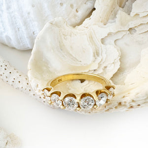 Gorgeous Six White Diamond Yellow Gold Ring