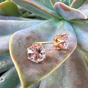 Elegant Soft Pink Morganite Floral Rose Gold Studs