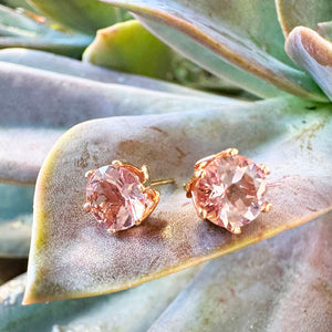 Elegant Soft Pink Morganite Floral Rose Gold Studs