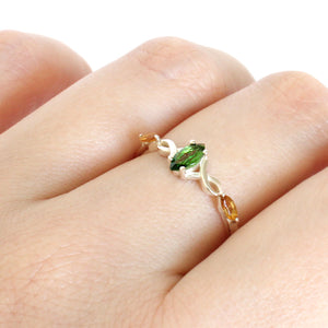 Infinity Marquise Green and Yellow Tourmaline Silver Ring