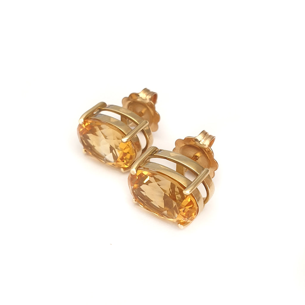 Citrine Cabochon and Faceted Oval Drop Earrings in 18k Yellow Gold at  1stDibs | oval citrine earrings