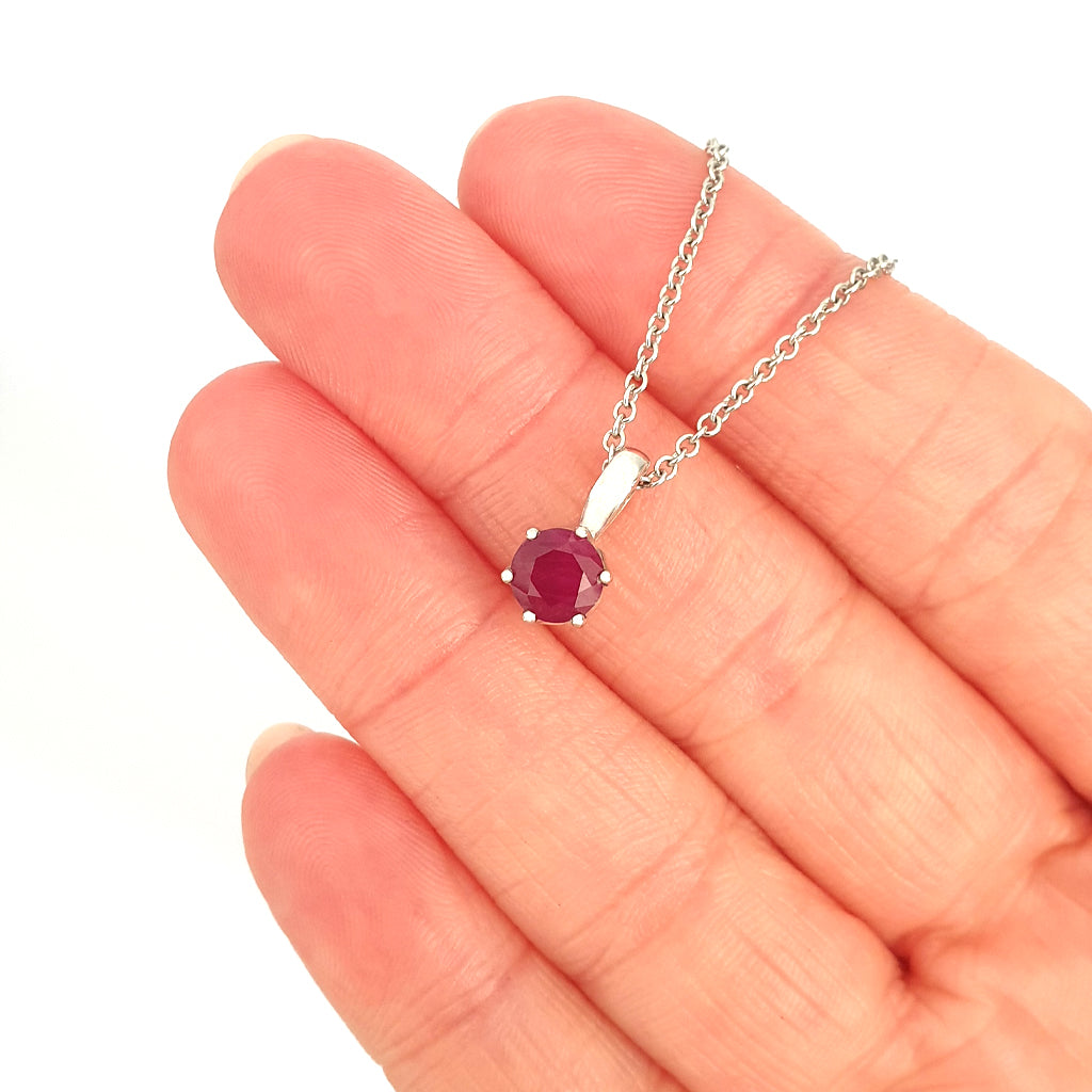 Elegant Cathedral Set Round Cut Ruby Six Claw Pendant