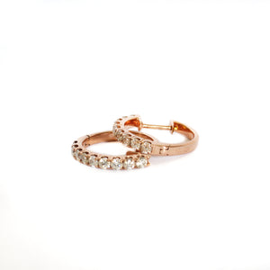 Luxurious Half Eternity White Diamond Rose Gold Huggie Earrings