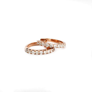 Luxurious Half Eternity White Diamond Rose Gold Huggie Earrings