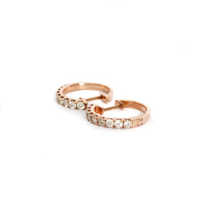 Luxurious Half Eternity White Diamond Rose Gold Huggie Earrings