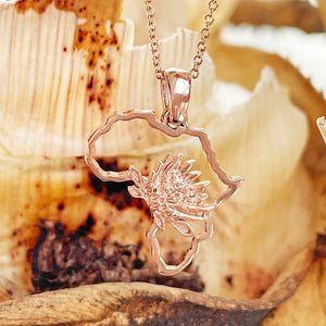 Rose Gold Protea Africa Pendant