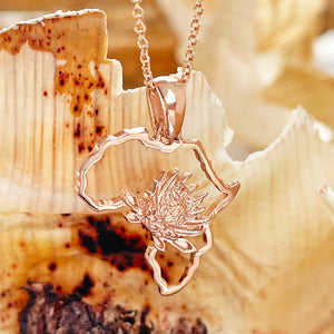 Rose Gold Protea Africa Pendant