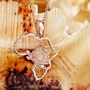 Rose Gold Protea Africa Pendant