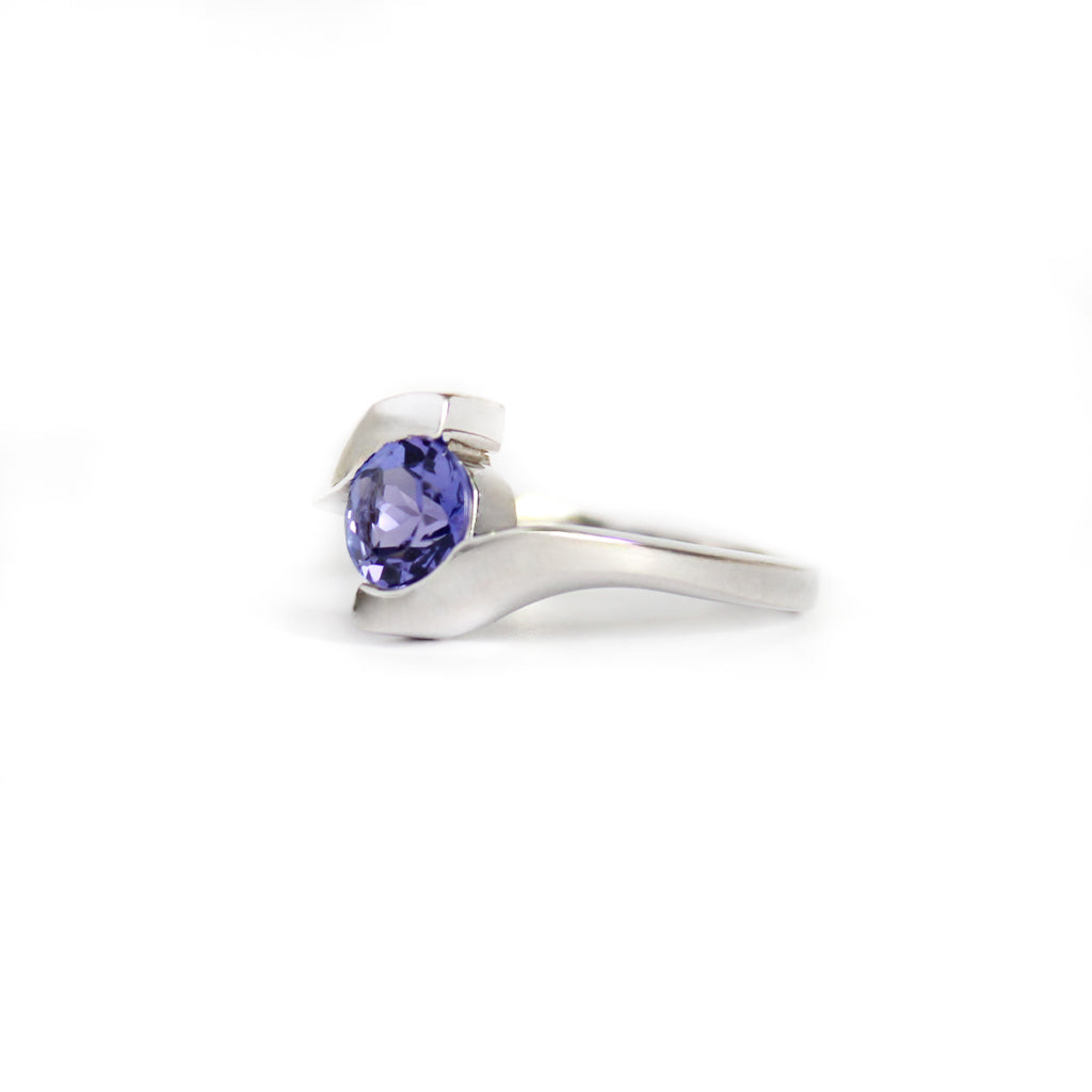 Molten Hot Round Cut White Gold Tanzanite Ring