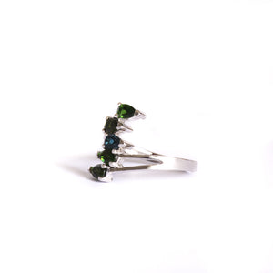 Multi Pear Cut Green Tourmaline and London Blue Topaz Ring