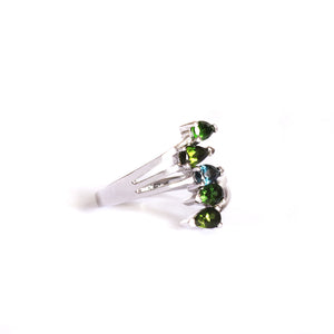 Multi Pear Cut Green Tourmaline and London Blue Topaz Ring