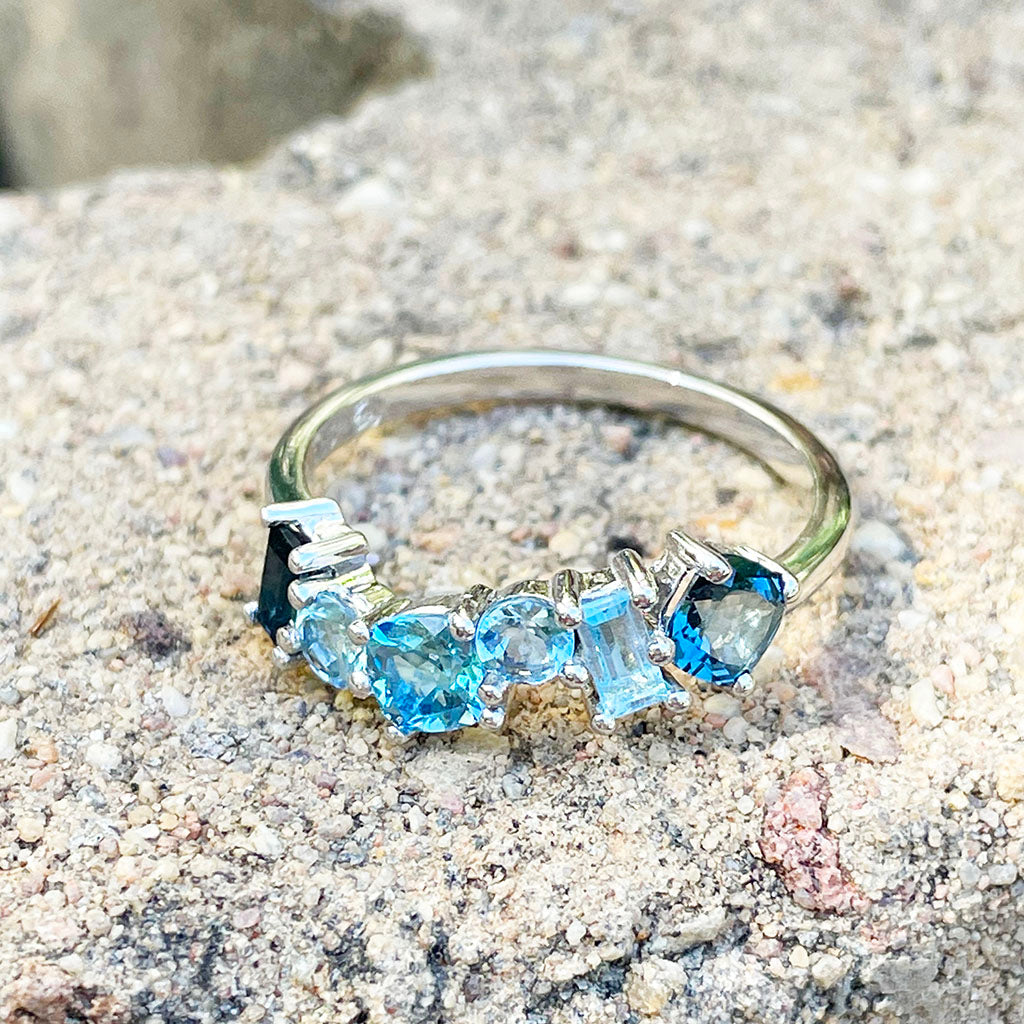 Multiple stone blue gemstone ring