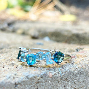 Multiple stone blue gemstone ring